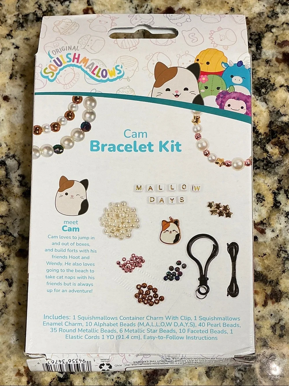 Original Squishmallows Cam the Cat Bracelet Kit with Keychain Storage Case - NIB